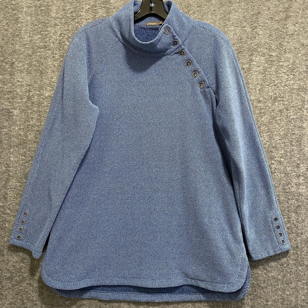 J McLaughlin Marisa Sweater Women Large Button High Neck Fleece Pullover Pockets